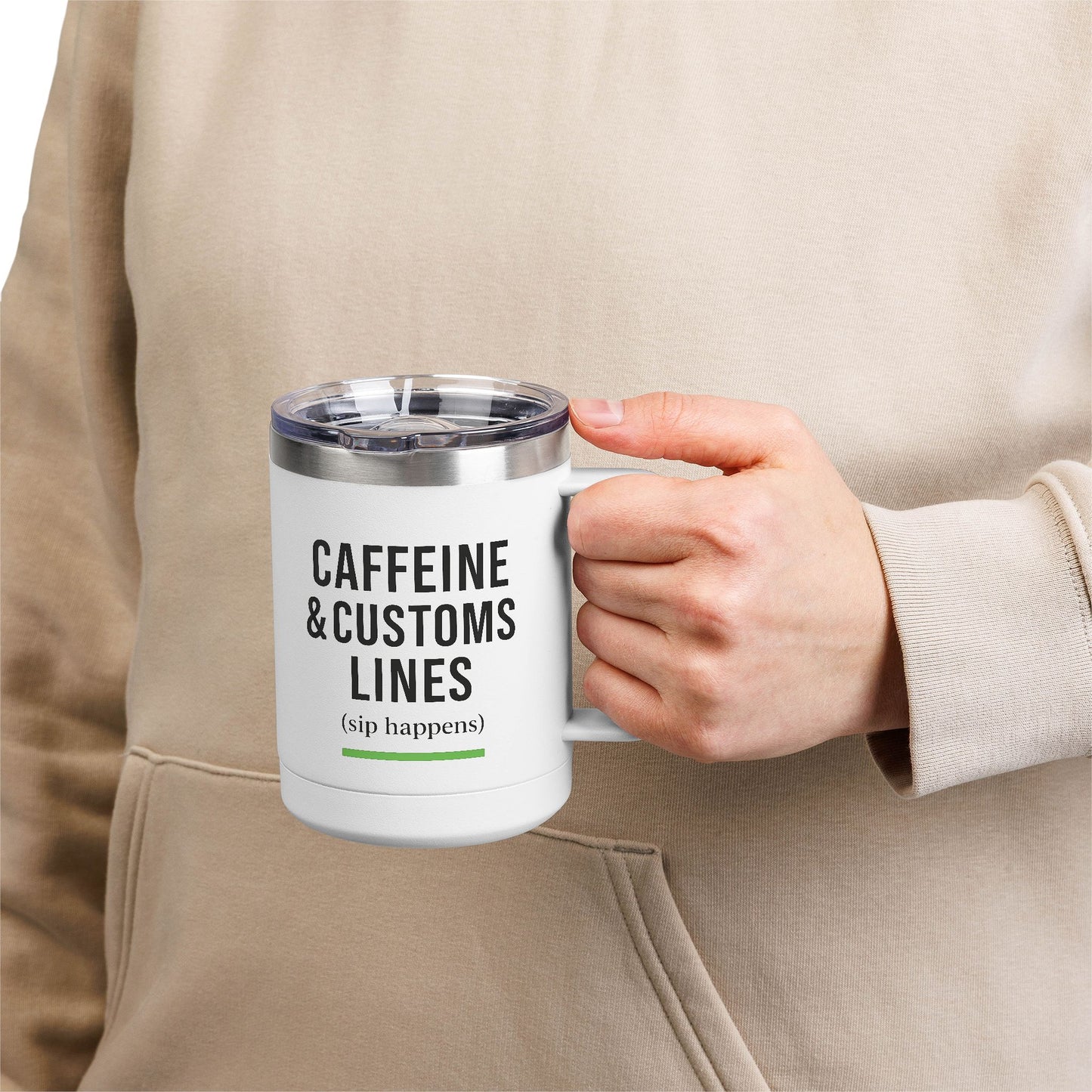 Caffeine & Customs Lines (Sip Happens) 15oz Coffee Mug Tumbler