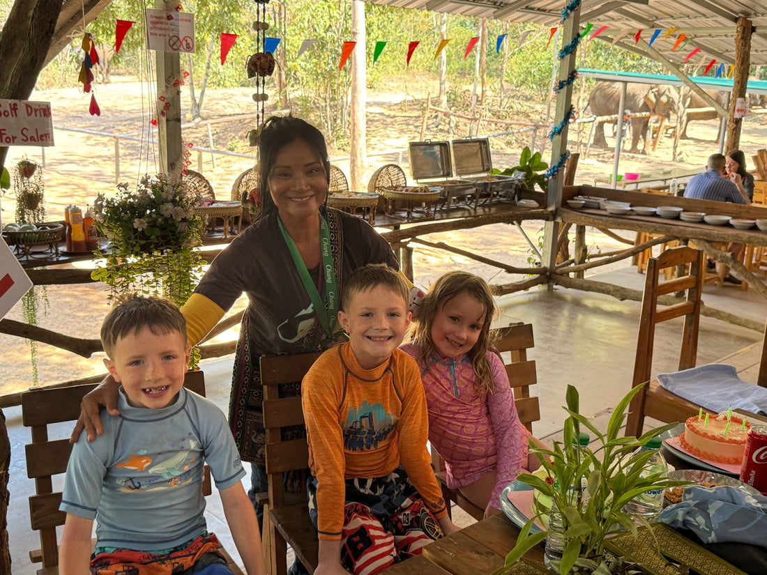 Feeding Elephants for Their Birthday