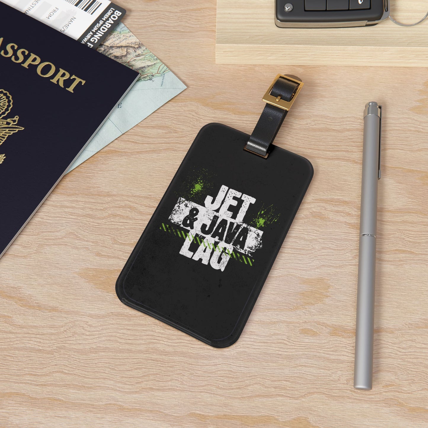 Jet Lag and Java Luggage Tag Acrylic Travel Tag