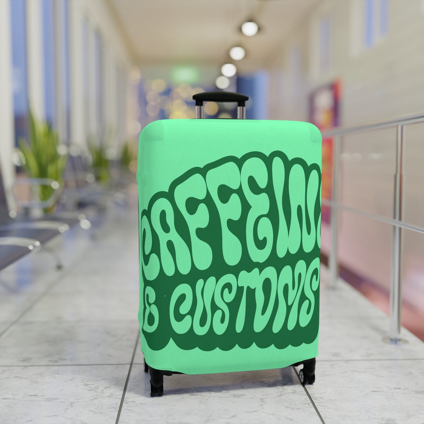 Caffeine and Customs Luggage Cover Travel Suitcase Cover