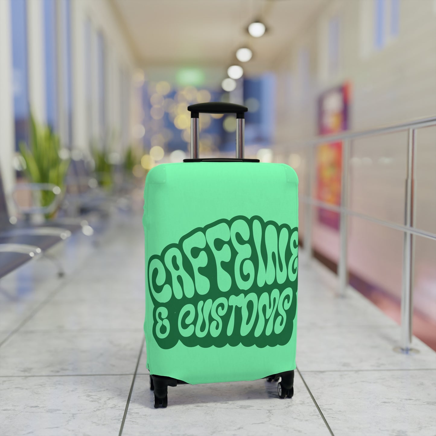 Caffeine and Customs Luggage Cover Travel Suitcase Cover