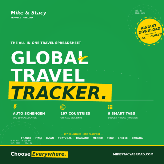 Global Travel Tracker Spreadsheet | 197 Countries, Schengen Calculator, Visa Tracker & Budget Planner | Instant Download